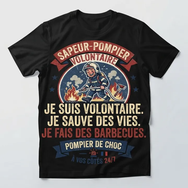 T-shirt humour pompier volontaire — Votre résultat