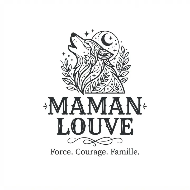 T-shirt maman louve ecriture fine — Design IA