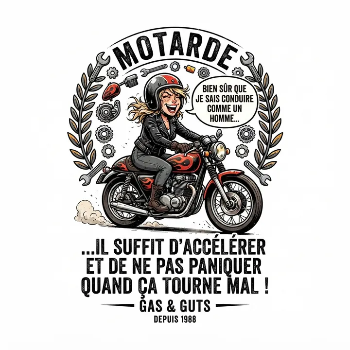 T-shirt motard humour motarde — Design IA