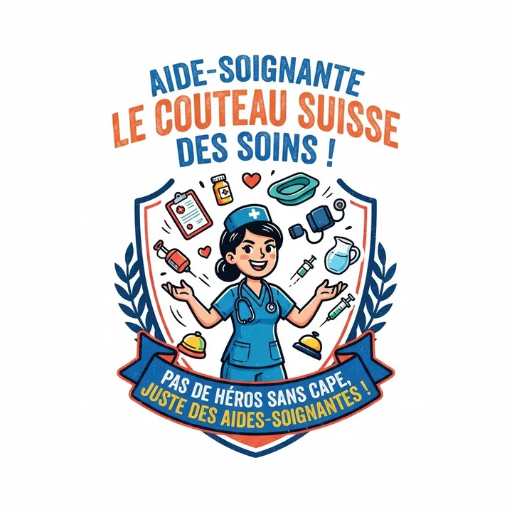 T-shirt rigolo aide soignante — Design IA