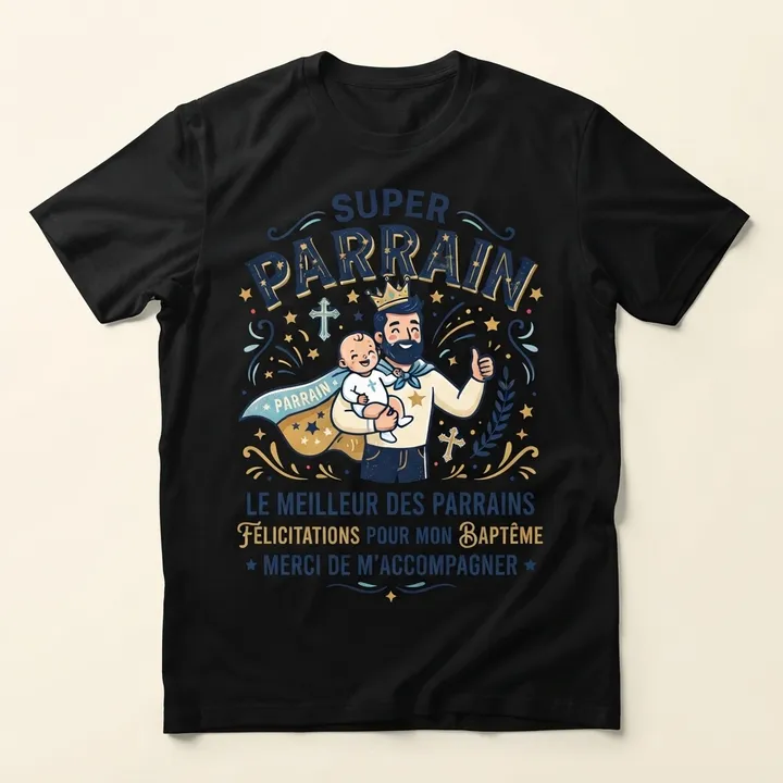 T-shirt super parrain cadeau bapteme — Votre résultat