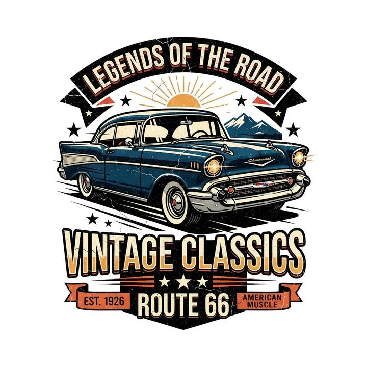 T-shirt vintage voiture ancienne — Design IA