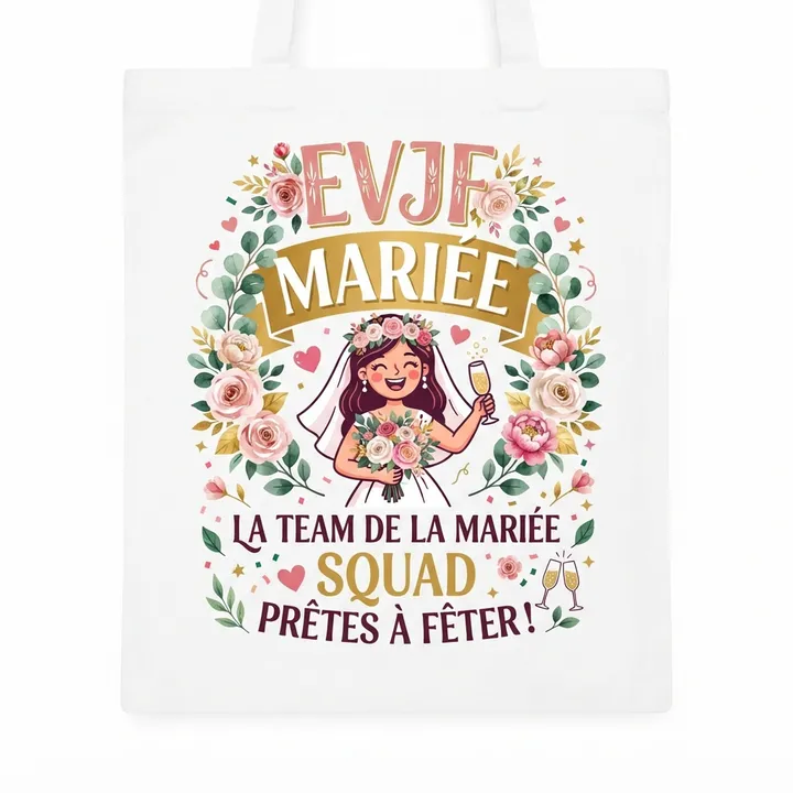 Tote bag personnalisé evjf mariée — Design IA