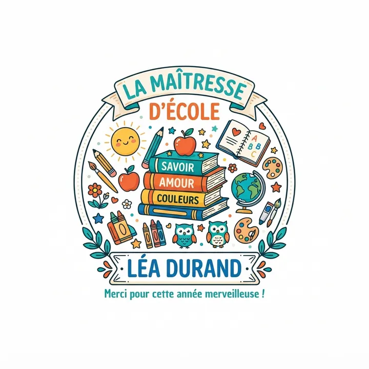 Tote bag personnalisé maitresse ecole — Design IA