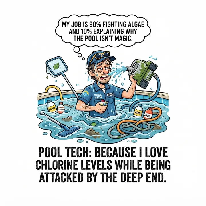 Funny Pool Tech Shirt — Design IA
