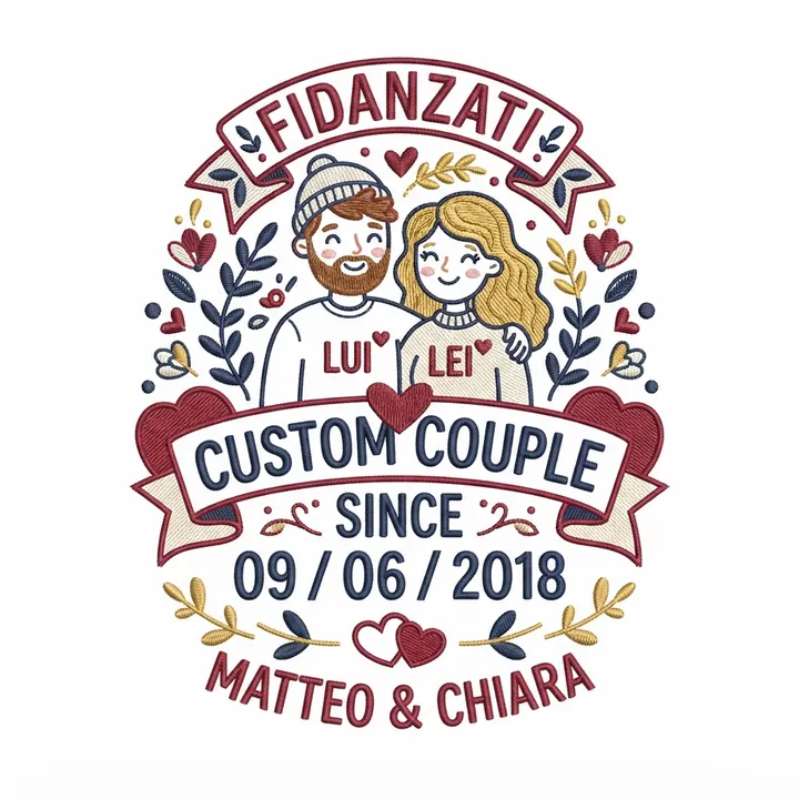 Felpa ricamata personalizzata fidanzati — Design IA