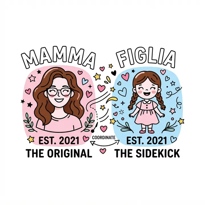 Felpe coordinate mamma e figlia — Design IA