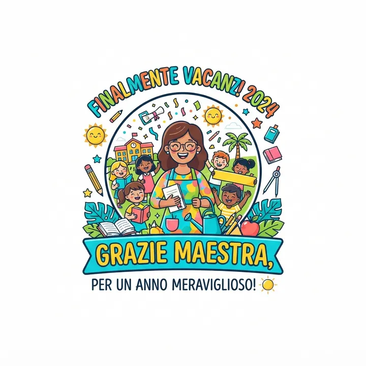 Magliette maestre fine anno scolastico — Design IA