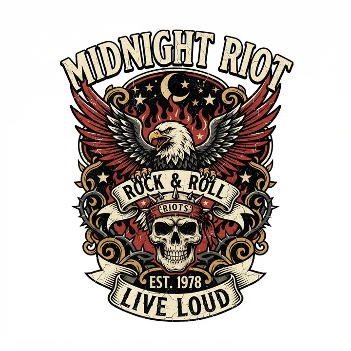 Magliette rock vintage grafiche — Design IA
