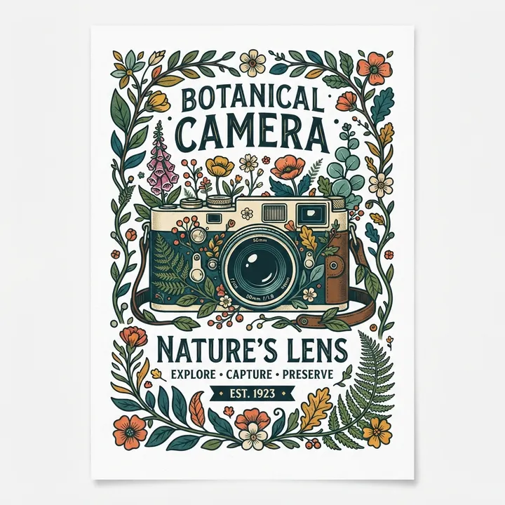 Poster botanici vintage camera — Design IA
