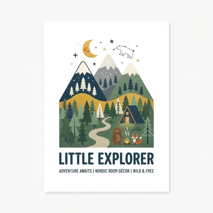 Poster stile nordico camera ragazzi — Design IA