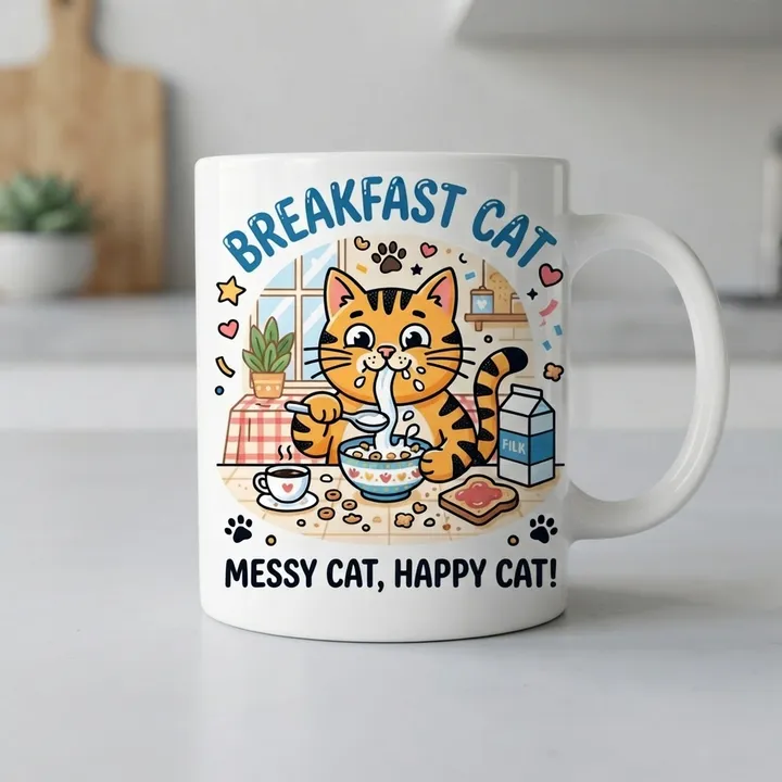 Tazza per colazione gatto divertente — Il tuo risultato