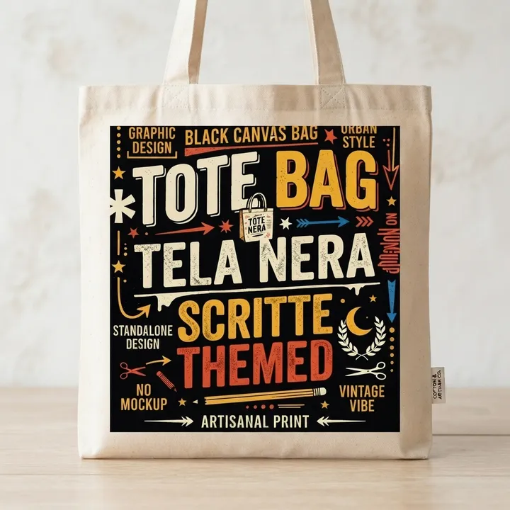 Tote bag tela nera scritte — Il tuo risultato