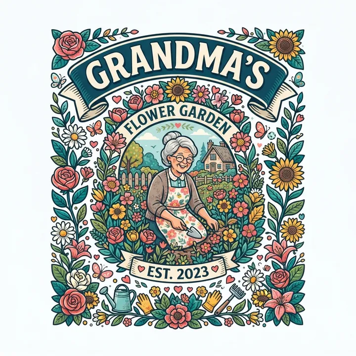 Personalized Flower Garden Grandmother Sweatshirt — Diseño IA