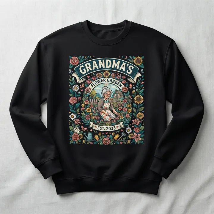Personalized Flower Garden Grandmother Sweatshirt — Tu resultado
