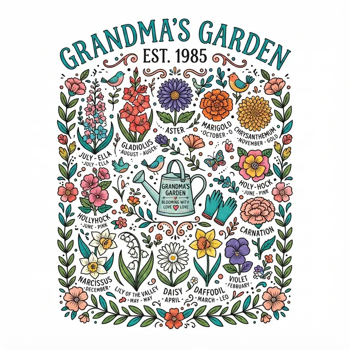 Personalized Grandma Garden Birth Flower Sweatshirt — Design IA