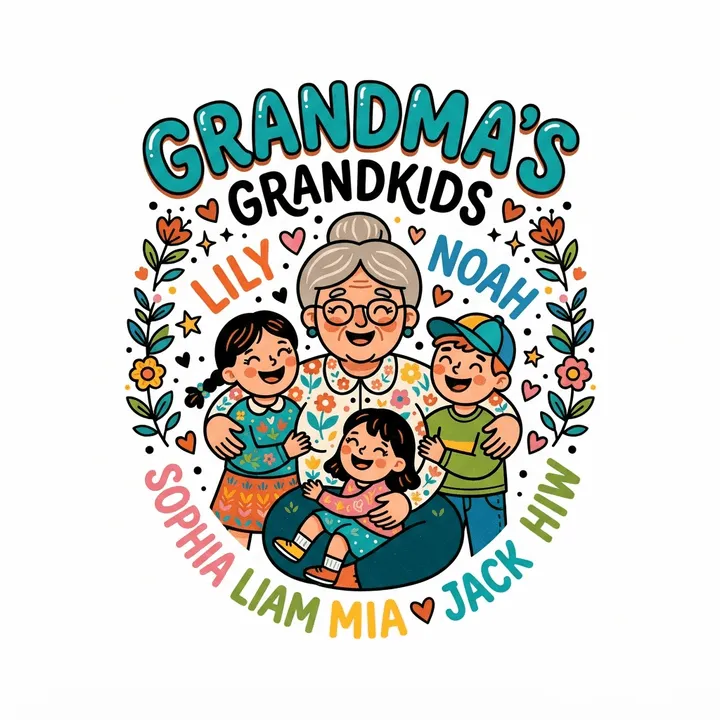 Personalized Grandma Sweatshirt With Grandkids Names — AI design