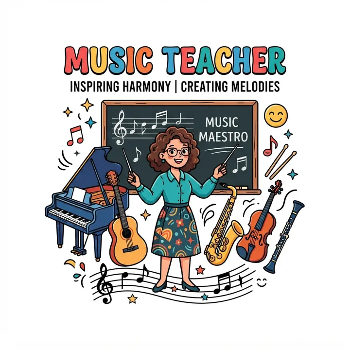 Personalized Music Teacher Tote Bag — AI design