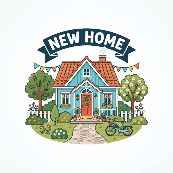 Personalized New Home Illustration Poster — Design IA