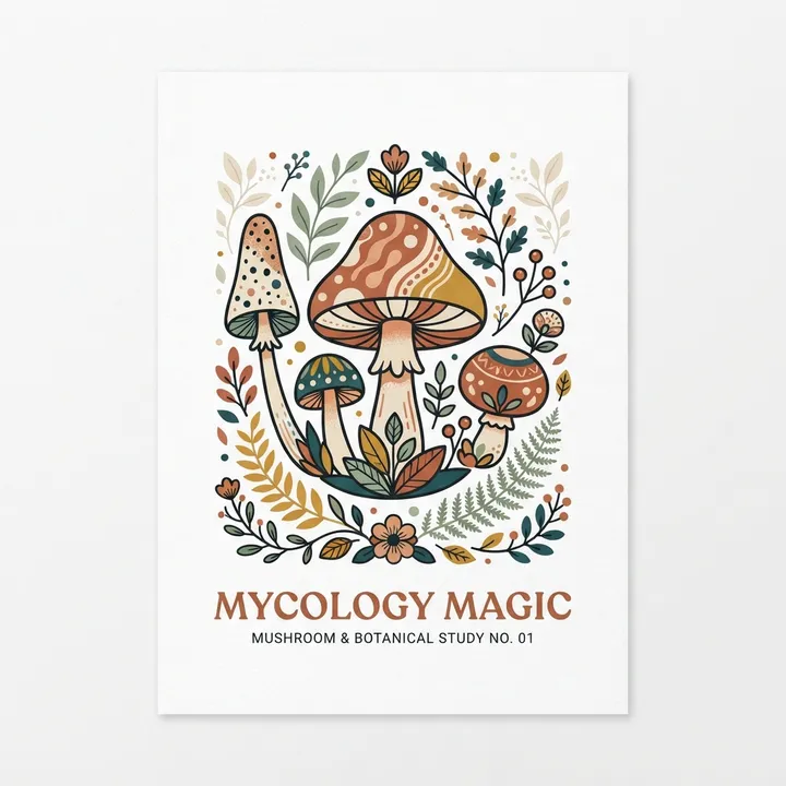 Vintage Aesthetic Mushroom Poster — Design IA